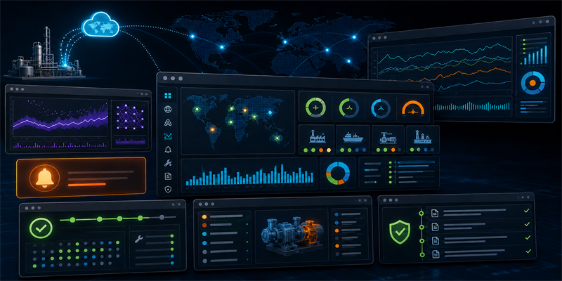Webanwendungen für Telemetrie, Dashboard, Prognose, Push-Alarmierung, Wartung und technische Nachweisführung